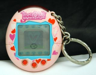 Tamogotchi Connection V1 Pink Hearts Virtual Pet Toy 2004 Bandai Battery Vtg