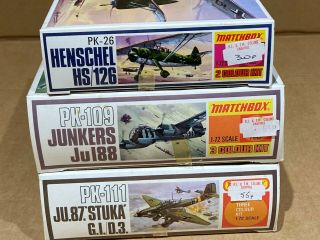 Matchbox 1/72 Ww2 Luftwaffe Aircraft Kits X 3,  Ju.  188,  Hs.  126,  Stuka
