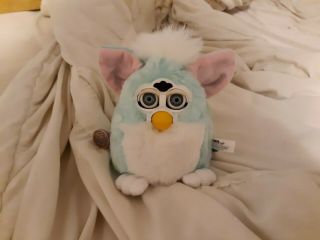 1998 Furby Baby Green With Blue Eyes,  Box