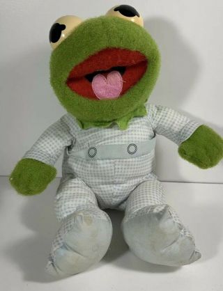Baby Kermit Plush Muppet Babies 12 " Vintage 1984 Hasbro Pampers