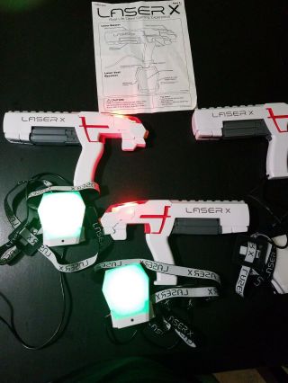 LASER X Double Pack - 3 Player Laser Tag Gaming Game Set Two Player Lazer Guns 2