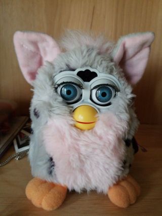 Furby 1998 1st Generation Pink And Gray Leapord Spots Loves To Talk