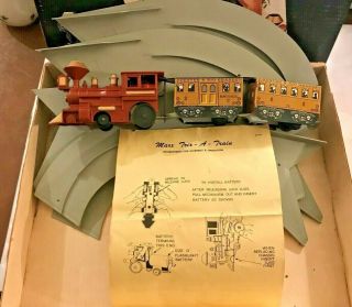 1965 Louis Marx & Co Guid - A - Train w Box/Directions Metal/Plastic Battery Op 2