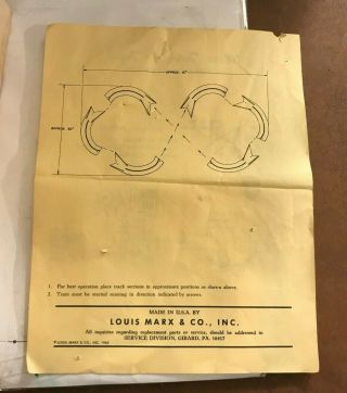 1965 Louis Marx & Co Guid - A - Train w Box/Directions Metal/Plastic Battery Op 3