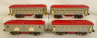Lionel (2) 600 - 601 - 602 Set Of (4) Red & Gray Illuminated Pass Cars - Ex,  Restored
