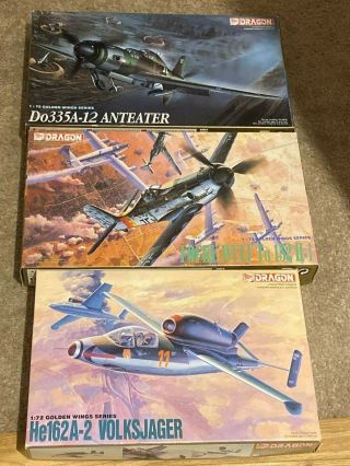 Dragon 1/72 Luftwaffe Aircraft kits x 3,  various,  Do.  335,  Ta - 152 etc 2