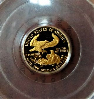 1988 - P GOLD Eagle $5 1/10oz.  Fine Gold PCGS PR69DCAM 3