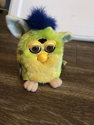 Lime Green And Blue Furby With Brown Eyes