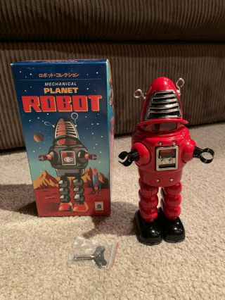 Mechanical Planet Robot Red Schylling Lost In Space Wind Up Key Tin Metal Retro