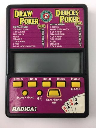 Radica Draw Poker & Deuces Poker Hand Held LCD Electronic Game No.  514 3