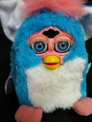 Tiger Electronic Furby,  Blue & White Body Pink Hair&feet 1999 And