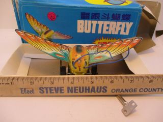 Butterfly Wind - Up Tin Toy Turns Over Tin Toy Wind Up Butterfly Moth 2