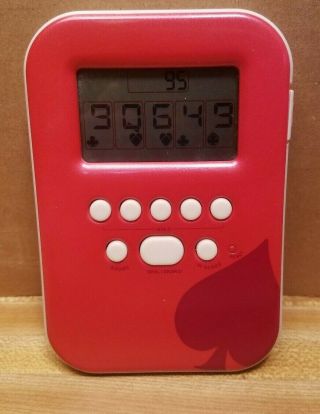 Radica Lighted Poker Red Handheld Gaming Device Good Pre Owned