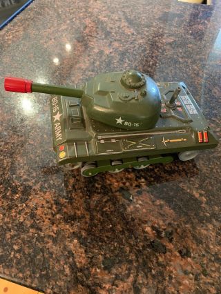 Vintage Trade Mark Tn Made In Japan Tin Litho Tank Toy Battery Operated