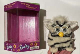 Furby 70 - 800 Series 1 Electronic Toy - Zebra w/ box,  instructions,  1998 2