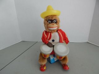 Bongo Monkey Battery Operated Toy Vintage Alps Bongo Drum Lit Eyes