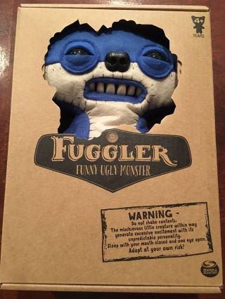 Fuggler Funny Ugly Monster,  9 " Suspicious Fox Plush Creature With Teeth - Blue