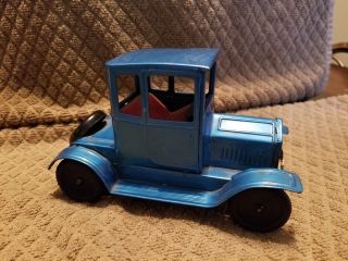 Vintage Blue Tin Model - T Toy Car Friction Powered Jalopy Mfg Japan