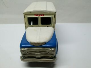 Vintage 1960 ' s SSS Japan Tin Friction Postal Saving Dodge Truck Bank No Res 3