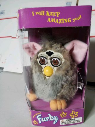 1998 Vintage Tiger Electronics Furby With Tag Gray Pink 70 - 800 No Power