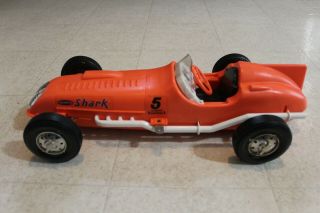 Vintage Remco Battery Operated 19 " Plastic " Shark " Indy Racer Tethered Race Car