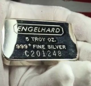 Engelhard Serialized 5 oz.  999 Fine Silver Bar C Series Scares 3