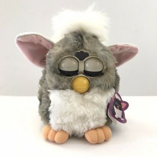 1998 Furby Gray Pink Ears Yellow Nose Feet Model 70 - 800 Tiger Electronics 2