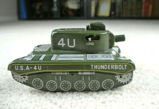 Vintage Frankonia Japan Tin Litho Thunderbolt Friction Cap Firing Us Army Tank
