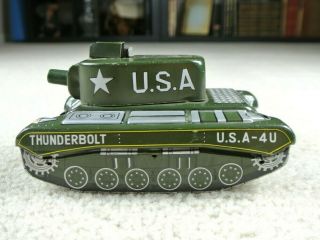 Vintage Frankonia Japan Tin Litho Thunderbolt Friction Cap Firing US Army Tank 3