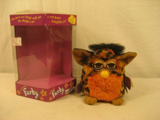 1999 Furby Tiger Orange Belly Good With Tags & Box " Look "
