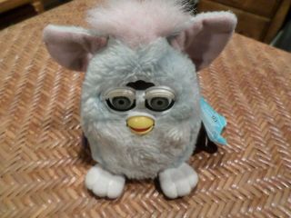 5 " Pale Blue & Pink Furby Baby Tag Dated 1999 Purple Tag