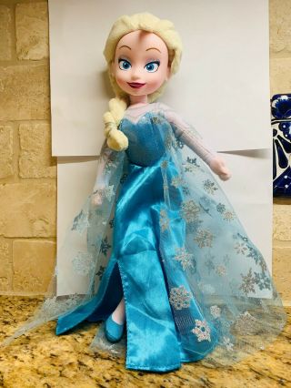 Disney Princess Frozen Elsa 14  Plush / Stuffed Doll W/ Vinyl Face