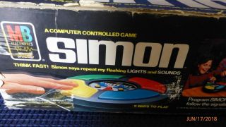 Vintage Simon Electronic Computer Game Milton Bradley 1978 3