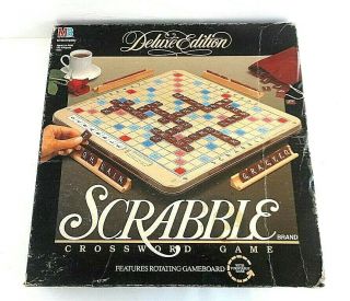 1989 Milton Bradley Scrabble Deluxe Ed.  Rotating Turntable Board Game Complete