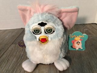 1999 Furby Babies Baby 5 Inch Blue,  White & Pink Model 70 - 940