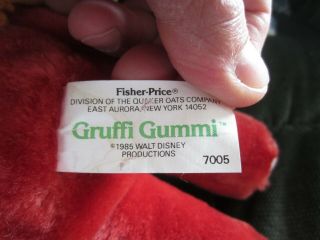 1985 Fisher Price DISNEY Gummi Bears Gruffi Plush 1980s TV SHOW 3