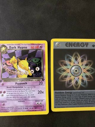 Pokemon Card Team Rocket Rare 1st Edition Dark Hypno 26/82 Rainbow Energy Holo