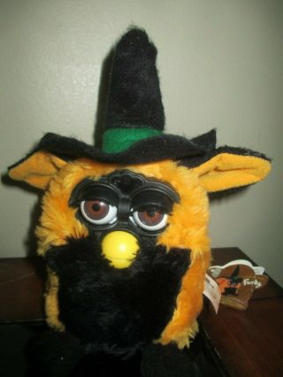 Tiger Electronics Autumn Furby Orange & Black Witch Interactive 1999 With Tag Ra