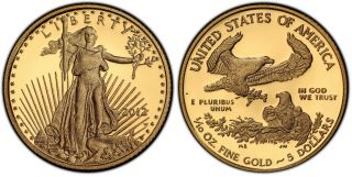 2012 - W American Eagle $5 1/10 Oz Gold Proof Coin Still In Gov 