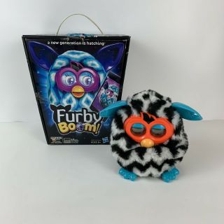 Furby Boom Black White Zig Zag Zebra Interactive Toy Aa Battery Operated Hasbro