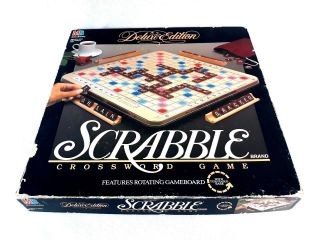 Scrabble Deluxe Edition Turntable Board Game 1989 Milton Bradley