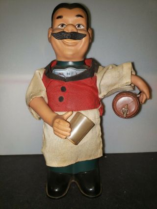 Vintage Mechanical Bartender With Keg Toy Figurine Battery Powered Not