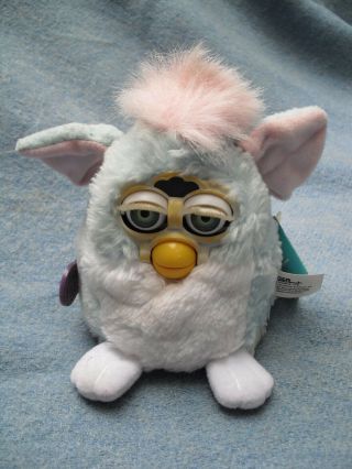 5 " Pale Blue & Pink Furby Baby Tag Dated 1999