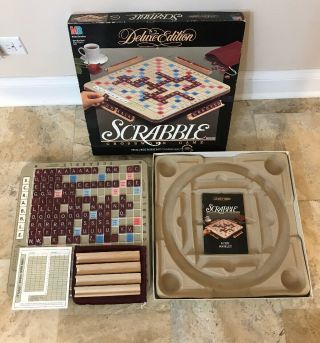 Vintage Milton Bradley Scrabble Deluxe Edition 4034 100 Complete 1989 Turntable