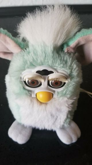 Furby 1999,  Baby Blue White W/pink Ears.
