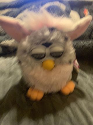 Tiger 1998 Furby Toy 70 - 800 W Tags Pink & Grey Leopard Spots For Repair