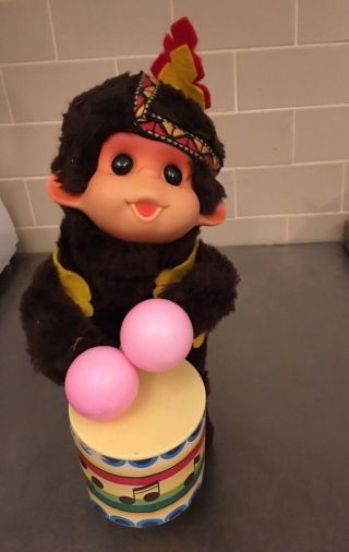 Alps Japan Cha - Cha Drumming Monkey Battery Operated Drummer Drum 3284 Gyd