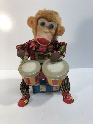 Bongo Monkey Battery Operated Toy Vintage Alps Bongo Drum Japan