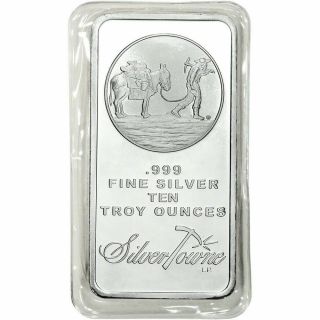 10 Oz.  Silvertowne Silver Bar - Trademark Prospector Design - 999 Fine