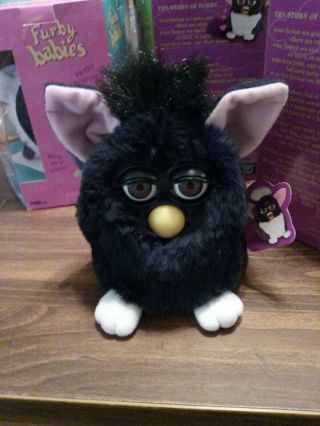 Black Furby With Pink Ears Electronic By Tiger